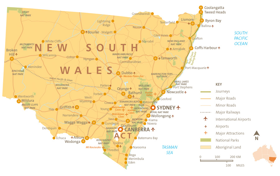 Australien New South Wales - NSW-Map-900