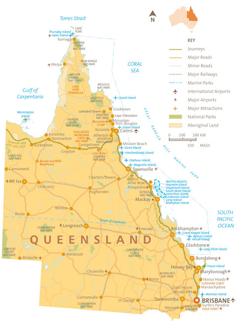 QLD Map Detailed Orange 480